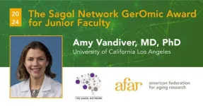 Amy Vandiver, MD, PhD, of UCLA receives the 2024 Sagol Network GerOmic Award for Junior Faculty