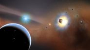 Galactic gas caused by colliding comets suggests mystery shepherd exoplanet