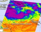 NASA satellite sees Sandra strengthening at sea