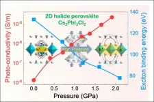 Pressure-regulated excitonic feature enhances photocurrent of all-inorganic 2D perovskite