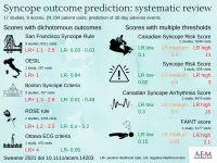 Risk scores for predicting short-term outcomes for patients with unexplained syncope