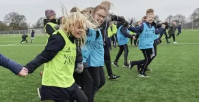 Schoolchildren are learning about health through football (soccer)